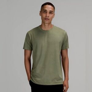 Lululemon The Fundamental T-shirt In Breeze Dye Green Twill (olive shade)